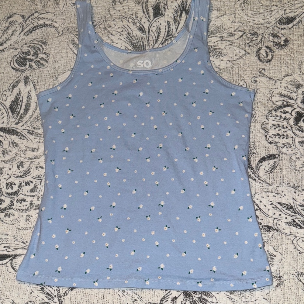 SO Light Blue Floral Tank Top